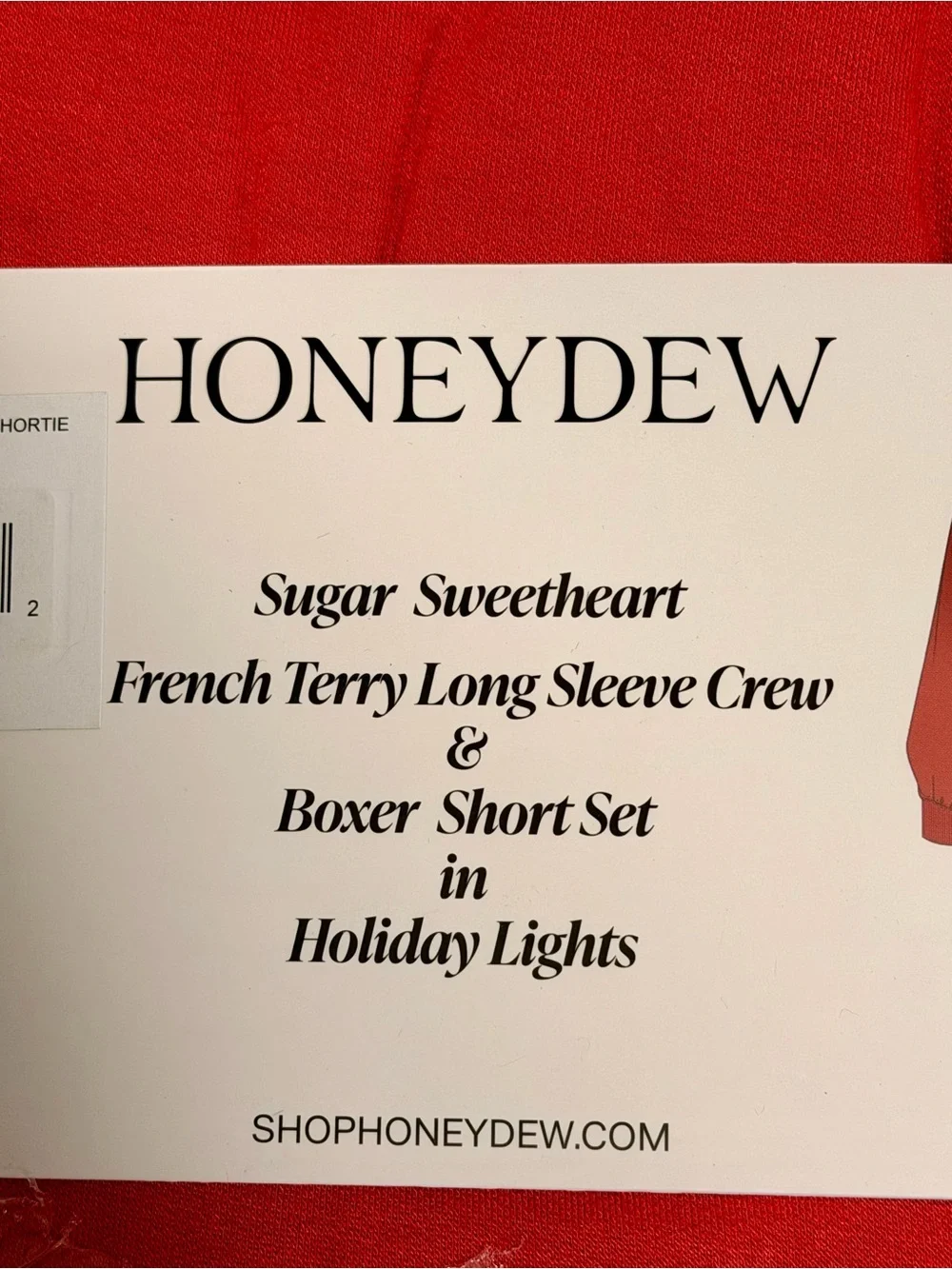 Honeydew Intimates Red Sugar Sweetheart Long Sleeve Boxers Shorts PJ Set NWT